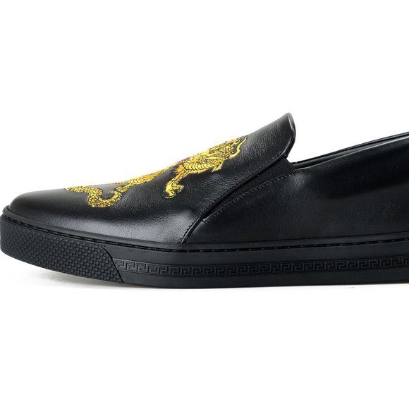 Versace Men\'s Black Embellished Leather Moccasins main image 8